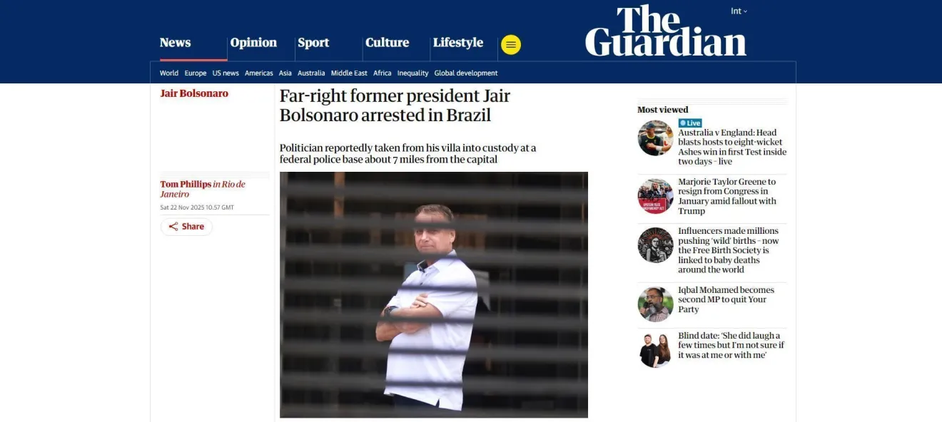 Jair Bolsonaro: Imprensa mundial repercute prisão do ex-presidente